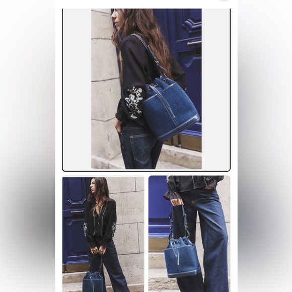 Zara Blue Denim Bucket Bag